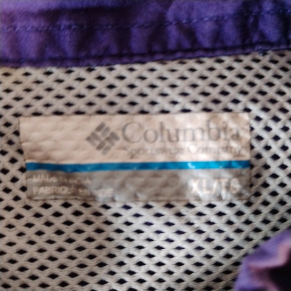 COLUMBIA PFG Shirt/Top PURPLE/GOLD Vented Back LSU TIGERS Button Up sz XL - Picture 8 of 10